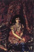 Mikhail Vrubel Young Girl against a Persian Carpet oil painting picture wholesale